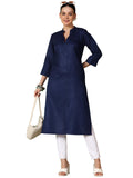 Libas Women'S Silk Regular Kurta (29273_Blue