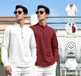 Royalscout Combo Of Men'S Solid Cotton Blend Full Sleeve Straight Kurta Shirt (Pack Of 2) White-Marron S