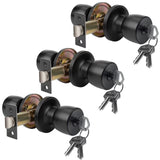 JO.KO Door Knob with Lock and Keyed, Round Ball Lock Interior/Exterior Door Knob for Bedroom Or Bathroom/Entry Door Handle (Matt