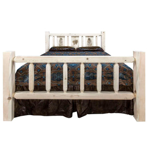 Montana Woodworks Pine Tree Design Laser Engraved Bed (King: 94 In. L X 80 In. W X 47 In. H (199 Lbs.))