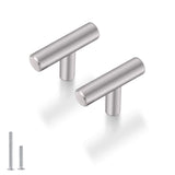Probrico (5 Pack) 2 Single Hole Cabinet Knobs Solid Stainless Steel Brushed Nickel Kitchen Drawer Dresser Knobs Cupboard Handles