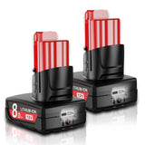 2Packs Upgraded 8.0Ah Replacement for Milwaukee M12 Battery 12V Lithium LCD Display 48-11-2401 48-11-2460 48-11-2402 48-11-2412 