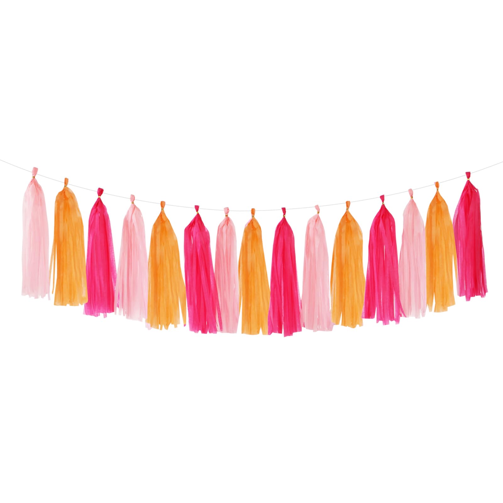 Hot-Pink Orange Fall Party-Decorations Tassel-Garland - 15pcs Groovy Baby-Shower Birthday Wedding Bridal Tassel, Autumn Thanksgi