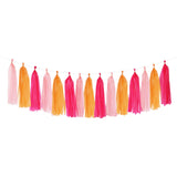 Hot-Pink Orange Fall Party-Decorations Tassel-Garland - 15pcs Groovy Baby-Shower Birthday Wedding Bridal Tassel, Autumn Thanksgi