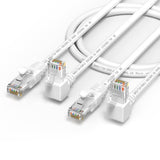 JUXINICE 2Pack CAT6 Ethernet Cable 90 Degree White Donw Angle 16FT