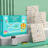 QONETIC Reusable Alphabet & Number Tracing Practice Copybook Kit with Magic Pen | Preschool Handwriting & Pen Control Workbook f