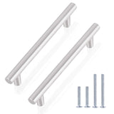 Gobrico 5 Pack Brushed Nickel Cabinet Handles,7-1/2 Inch Hole Centers,10 Inch Total Length,Satin Nickel Drawer Pulls,Modern Cabi