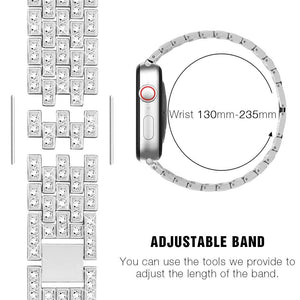 SUPOIX Compatible with Apple Watch Band 45mm + Case, Women Jewelry Bling Diamond Replacement Metal Strap & Soft TPU Bumper Prote