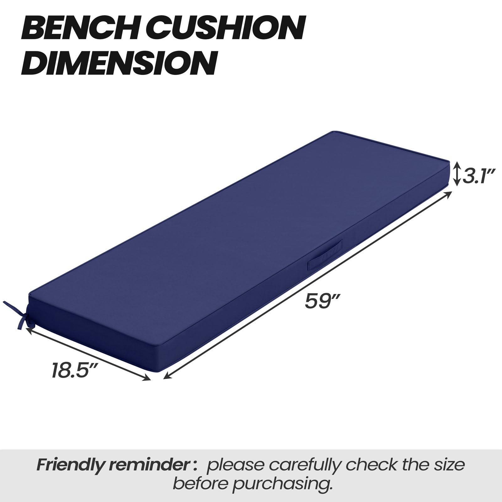 Crestlive Products Outdoor Bench Cushion 59 x 18 Inch, Waterproof Patio Bench Cushions for Outdoor Furniture, Porch Swing Replac