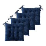 ELFJOY Set of 4 Square Chair Pads Indoor Seat Cushions Pillows with Ties Thick Soft Seat Cushion for Kitchen Dining Office Chair