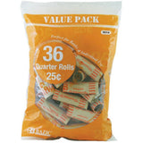 BAZIC Coin Wrappers Rolls Quarter, Made in USA, Durable Preformed Wrappers Roll Paper Coins Tubes (36/Pack), 1Pack