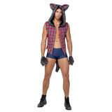 6187 3PC Mens Full Moon Werewolf Large / Red/Blue/Grey