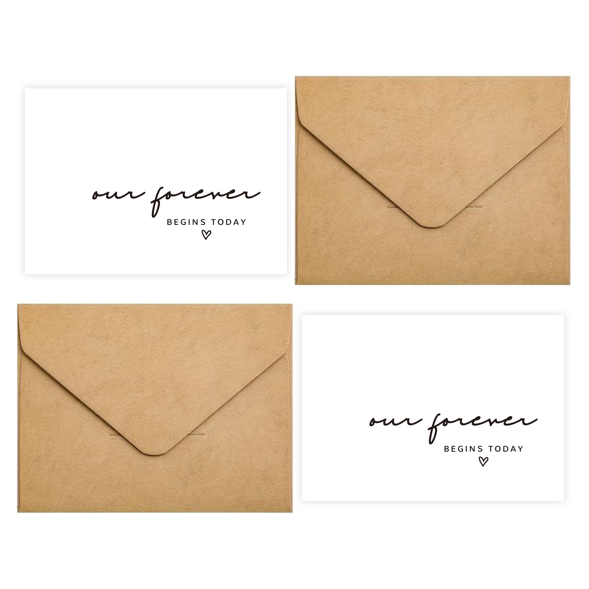 GroomBrideGifts Set of 2 Funny Wedding Gift Cards, Our Forever Begins Today.