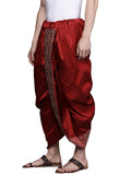 Manyavar Mens Maroon Art Silk Solid Dhotis Maroon 1.00 M Dhoti011-307-1.00 M