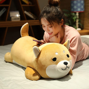 ERDAO Shiba Inu Plush Pillow,Soft Corgi Stuffed Animals Toy Cute Sleeping Puppy Doll Gifts for Kids (Round Eyes, 29.5 inch)
