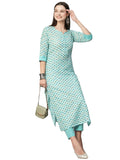 Anni Designer Women'S Cotton Blend Straight Printed Kurta With Pant (Otti Blue-N8W_Xl_Blue_X-Large),Blue,XL