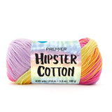 Premier Yarns Hipster Cotton Yarn, Ideal Yarn For Crocheting And Knitting, 100% Cotton And Lightweight Yarn, Machine Wash, Rainb