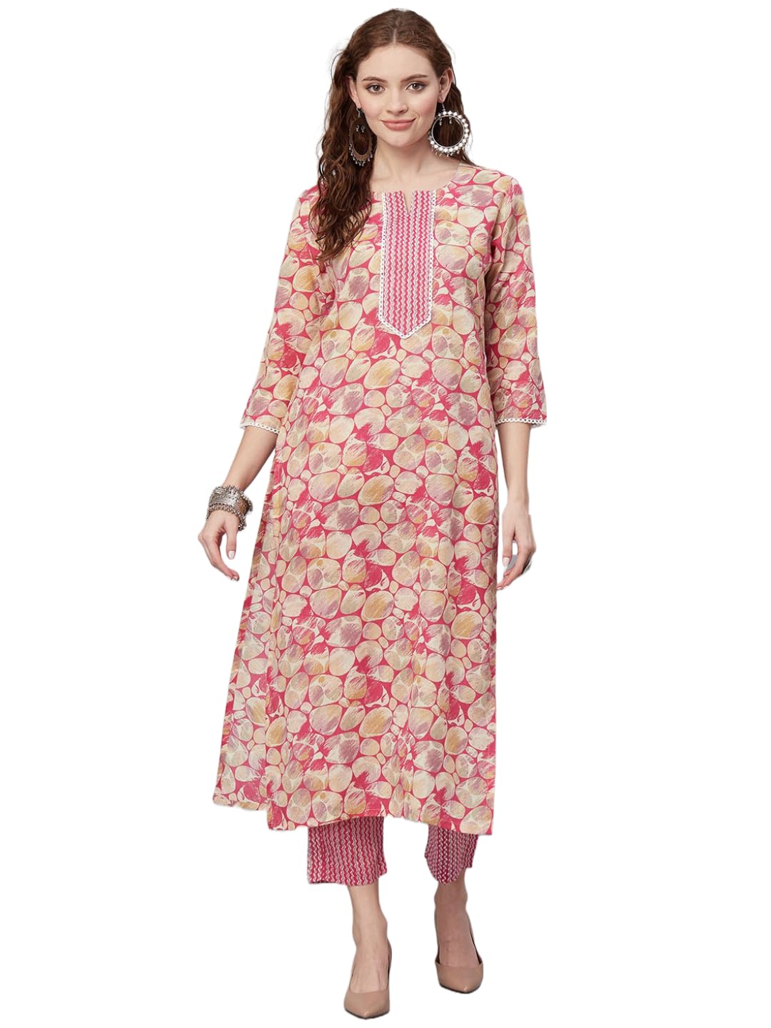 Gosriki Women'S Rayon Blend Printed Straight Kurta With Pant (Patt-Wine-Gs_Xl_Wine_X-Large),Wine,,B0CC9MH9JG