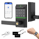 Keypad Smart Door Lock with Handle, Keyless Entry Deadbolt for Front Door, Smart Auto Lock Deadbolt with Phone/Watch App Control
