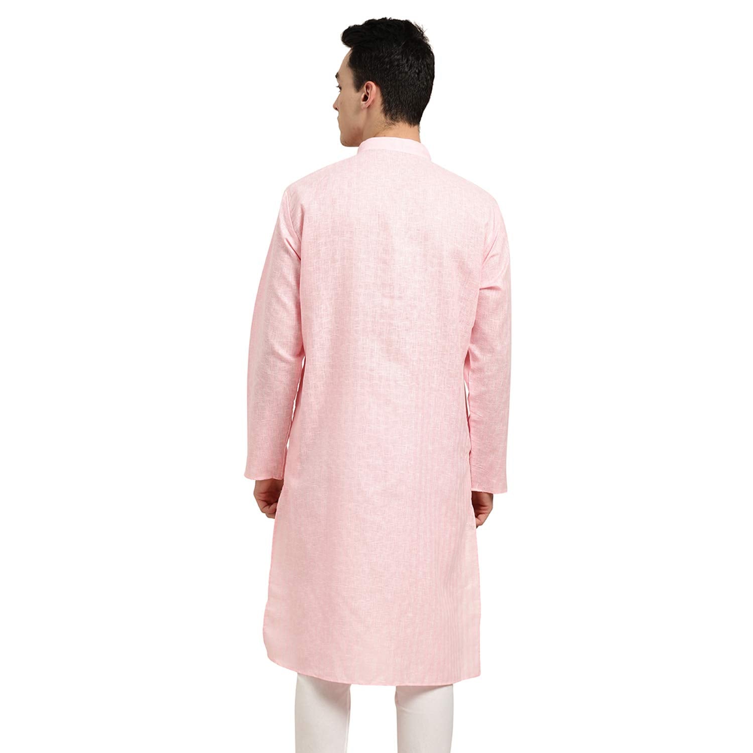 Sojanya (Since 1958 Men'S Cotton Linen Pink Checked Only Long Kurta Size: 38