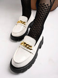 Shoetopia Smart Casual Chain Detailed White Loafers For Women & Girls /Uk8,White,8,B0C8D5L4N4