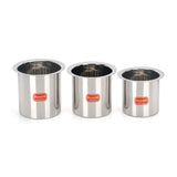 Sumeet Stainless Steel Ganj/Milk Boiler/Milk Pot/Long Tapeli set of 3 Pieces (1800ml, 2250ml, 2700ml), Silver