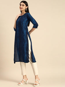 Gosriki Women'S Cotton Blend Straight Printed Kurta (Biden Blue-Gs_Xl_Blue_X-Large),Blue,,B0CJ5GP99D