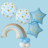 FI FLICK IN 5pcs Blue Rainbow Foil Balloon Bouquet Decoration Set