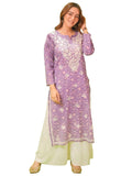 Anni Designer Women'S Rayon Blend Straight Chikankari Embroidered Kurta (Nakusha Purple_Xl_Purple_X-Large),Purple,XL