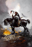 Laminated Death Dealer by Frank Frazetta Poster Viking On Horse Horseback Bloody Axe Gothic Fantasy Wall Art Poster Dry Erase Wa