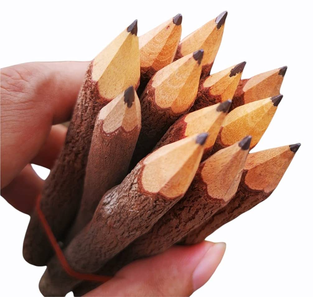 NUTTA - 12 Pencils Graphite Wooden Pencils Rustic Branch & Twig Wood Pencil Home Decoration or Gift Handmade Wooden Craft DIY De
