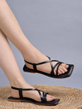 Shoetopia Casual Black Flat Sandals For Women /Eu41,Black,8,B0DFVJ61D6