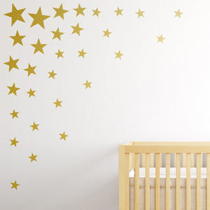 117Pcs Gold Stars Wall Decal Stars Pattern DIY Wall Stickers for Kids Rooms Home Decor