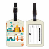 Nutcase Designer Luggage Travel Baggage Tags Set Of 2 With Name Card Inside Landmarks