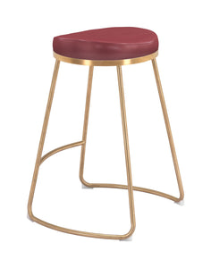 Bree Counter Stool (Set Of 2) Burgundy & Gold