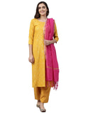 Gosriki Women'S Rayon Kurta Palazzos And Dupatta (Client-Yellow_S-Go Small),Yellow,,B092D3J1LG