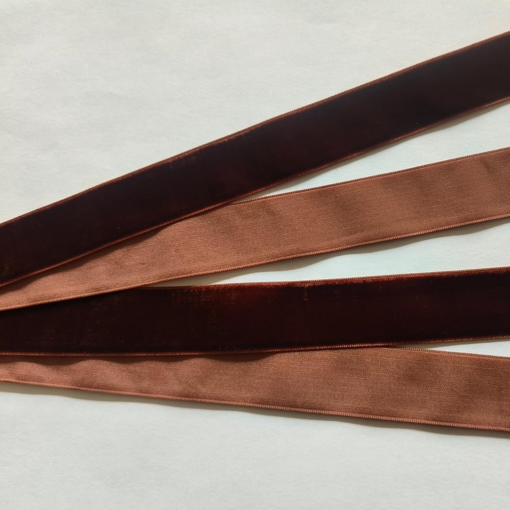 5 Yards 1(25mm) Velvet Ribbon for Wedding Christmas Gift Box Wrapping Bow Making Bouquet Wrap DIY Craft Decor (Coffee, 1x5Yd