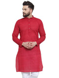 Jompers Mens Cotton Straight Kurta (KOO_561Maroon), Dark Red, L