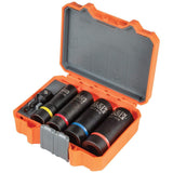 Klein Tools 66040 2in1 Impact Socket Set, 5Piece Tool Set with 12Point Deep Sockets with 1/2Inch Drive, Includes Tool Case