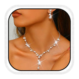 Unicra Silver Pearl Bridal Wedding Jewelry Set Rhinestone Necklace Earrings Bracelet Sets Formal Costume Jewelry for Women and B