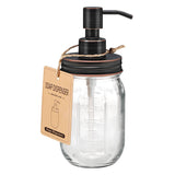 Amolliar Mason Jar Liquid Soap Dispenser, 16 OZ Lotion Glass Dispenser, Cute Farmhouse Decor for Kitchen, Bathroom, Refillable D