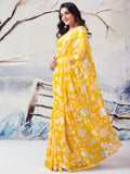 Satrani Womens Pure Georgette Saree (3633S105N_Yellow)