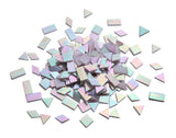Lanyani Iridescent Stained Glass Mosaic Tiles for Art Craft, 200 Pieces, 4 Shapes Mixed,Pearl