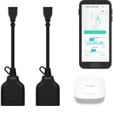Smart Outdoor Plugs with Energy Monitoring & Hub Kit, Two 1800W 15A Smart Plugs, Compatible with Alexa, Google, IFTTT, 1/4 Mile 
