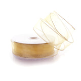 Ribbon Traditions 1.5 Wired Sheer Organza Ribbon Light Gold 10 Yards