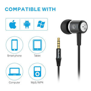 BACKWIN Wired in-Ear Headphones with Mic Volume Control Noise Cancelling Earbuds with Microphone Powerful Bass Earphones 3.5mm J