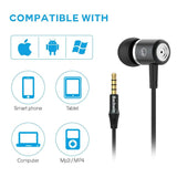 BACKWIN Wired in-Ear Headphones with Mic Volume Control Noise Cancelling Earbuds with Microphone Powerful Bass Earphones 3.5mm J