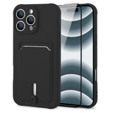 MZELQ TPU Wallet Compatible with iPhone 16 Pro Max Case, Card Holder Camera Protection Cover + Screen Protector, Push-able Slot 