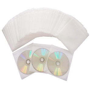 100 Pack Premium CD DVD Sleeves,Thick Non-Woven Material Double-Sided Refill Plastic Sleeve for CD and DVD Storage Binders Disc 
