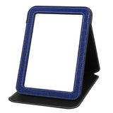Ximruyuv Blue Foldable Desk Mirror, 5.3 6.9Adjustable Angle Rounded Rectangle PU Edge Covering Travel Mirror with Stand (MB